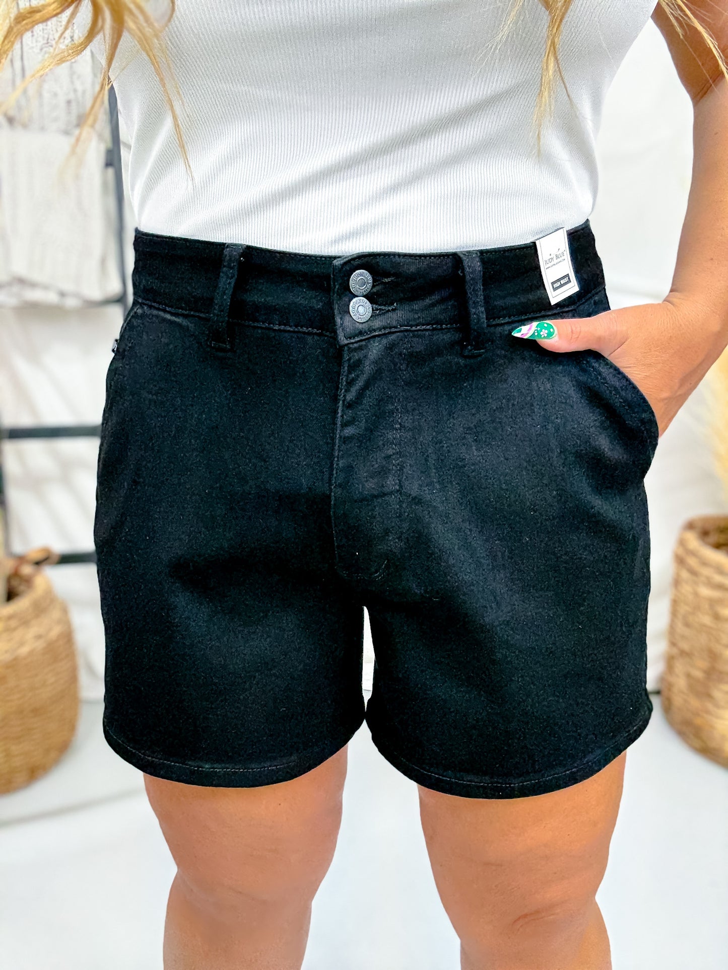 Judy Blue High Waist Black Trouser Shorts