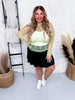 Floral Lace High Neck Mesh Top in Lime Green