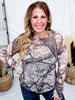 Tree Camo Print Long Sleeve Mesh Top
