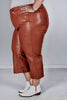 Judy Blue Camel High Waist Tummy Control Faux Leather Wide Crops