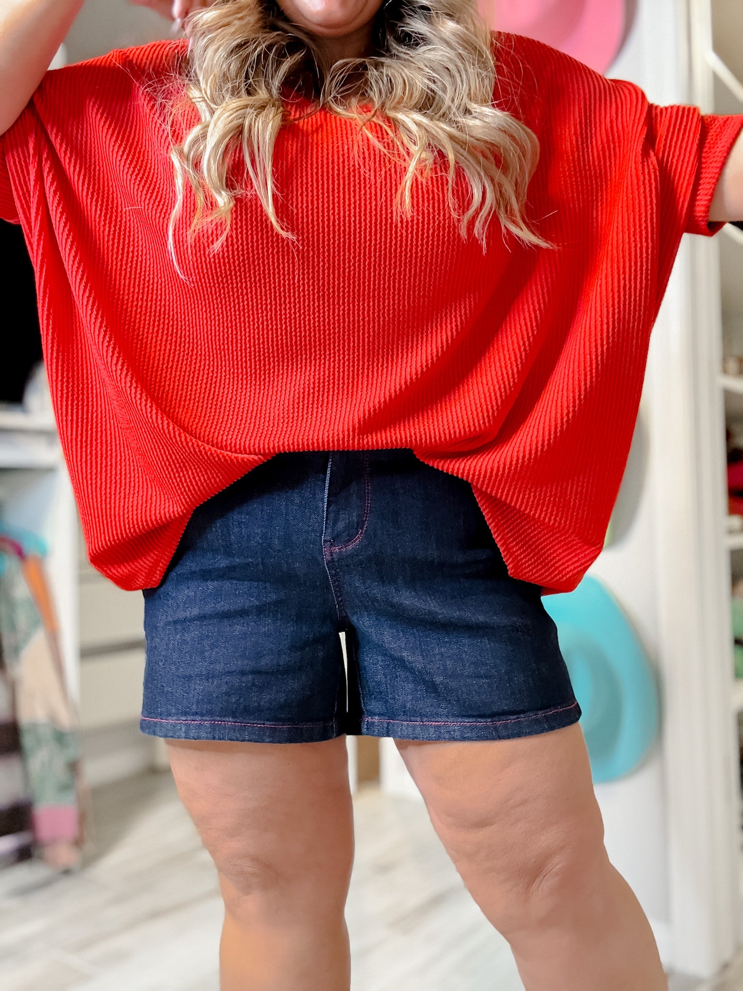 Judy Blue High-Waist Heart Shaped Pocket Denim Shorts