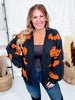 Black Open Front Cardigan With Orange Bats & Jack-O-Lanterns FINAL SALE