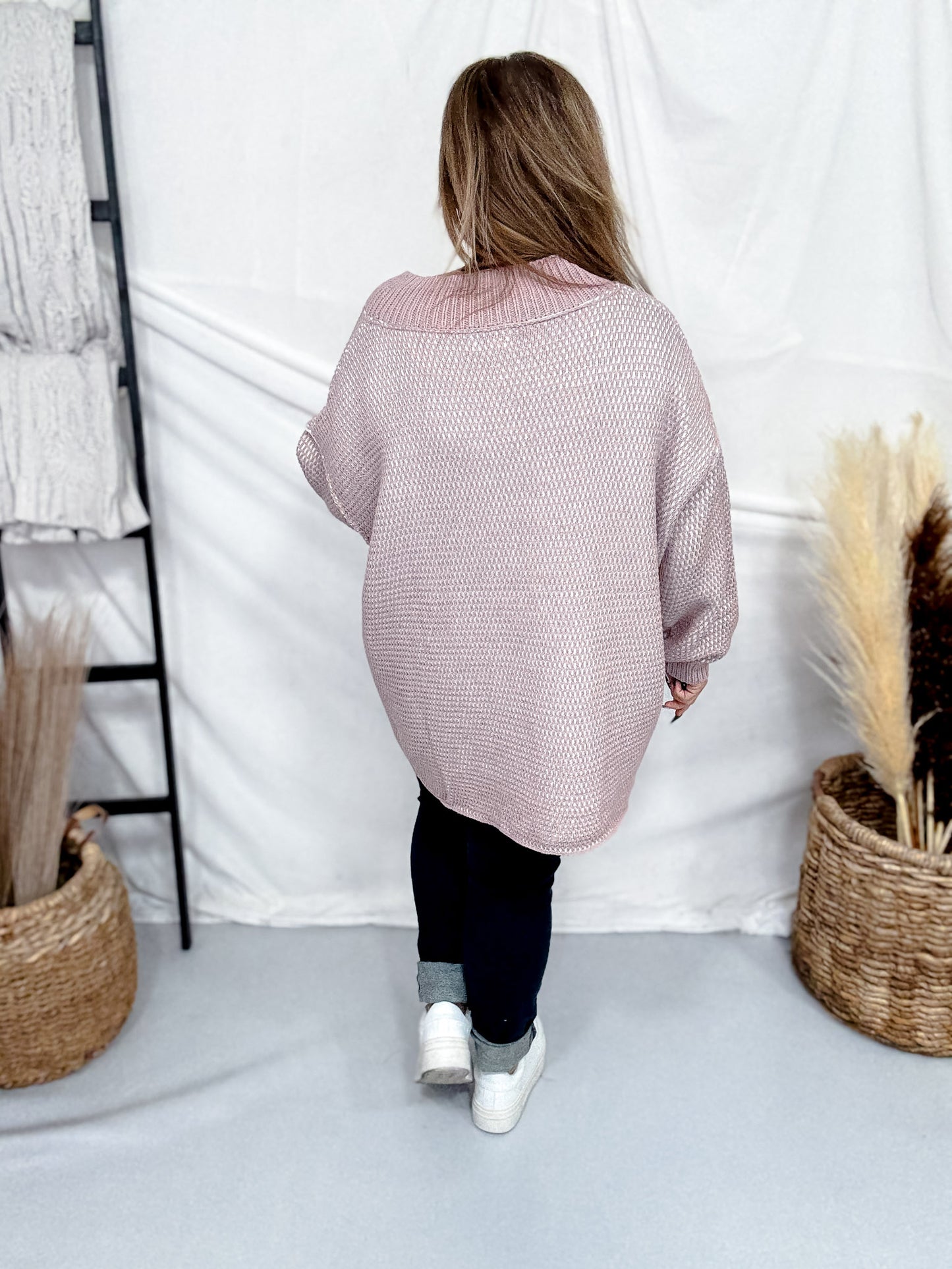 Lilac & Ivory Two Tone V-Neck Knit Sweater