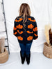 Black Open Front Cardigan With Orange Bats & Jack-O-Lanterns FINAL SALE