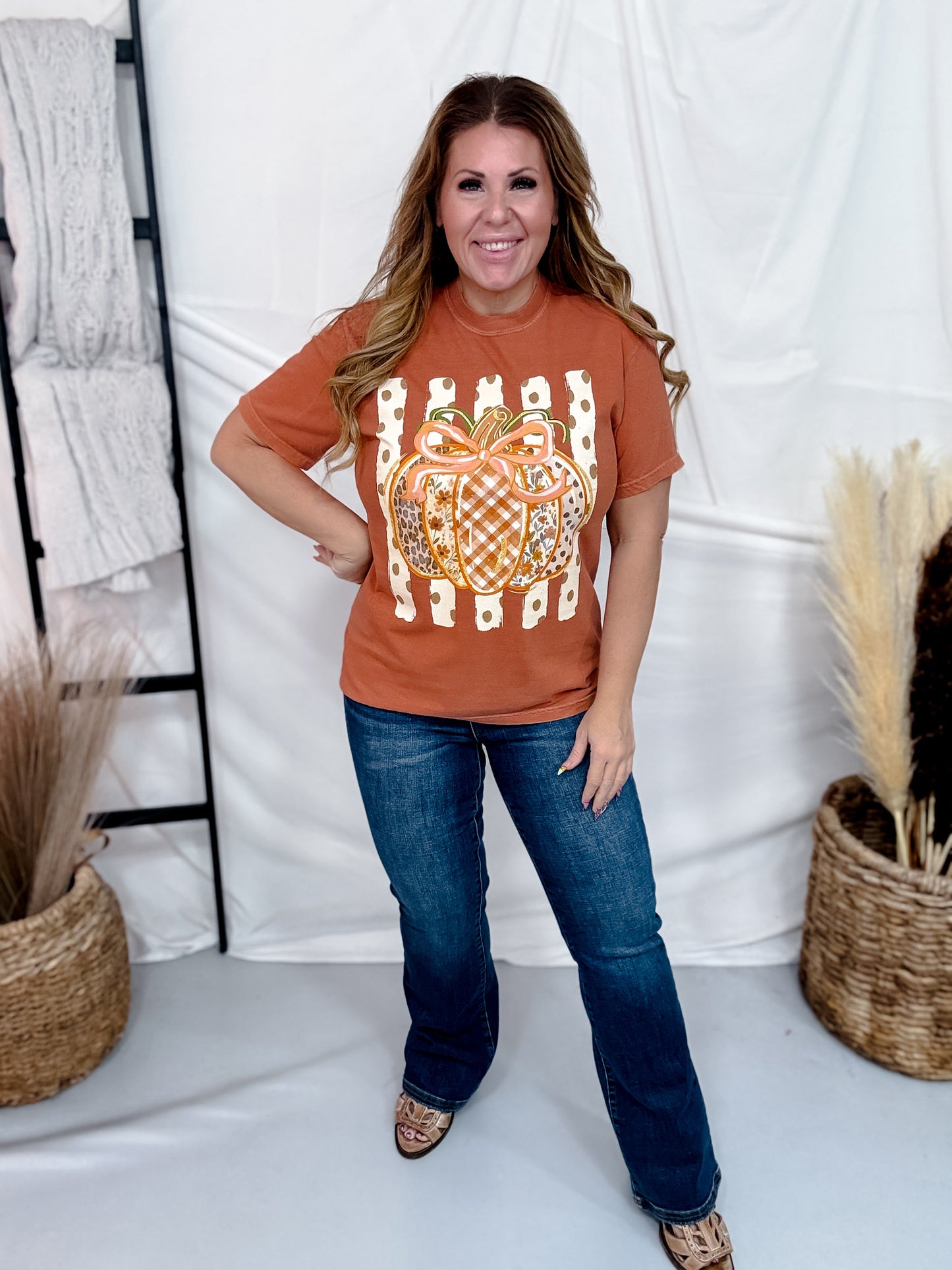 Preppy Pumpkin Short Sleeve Graphic Tee