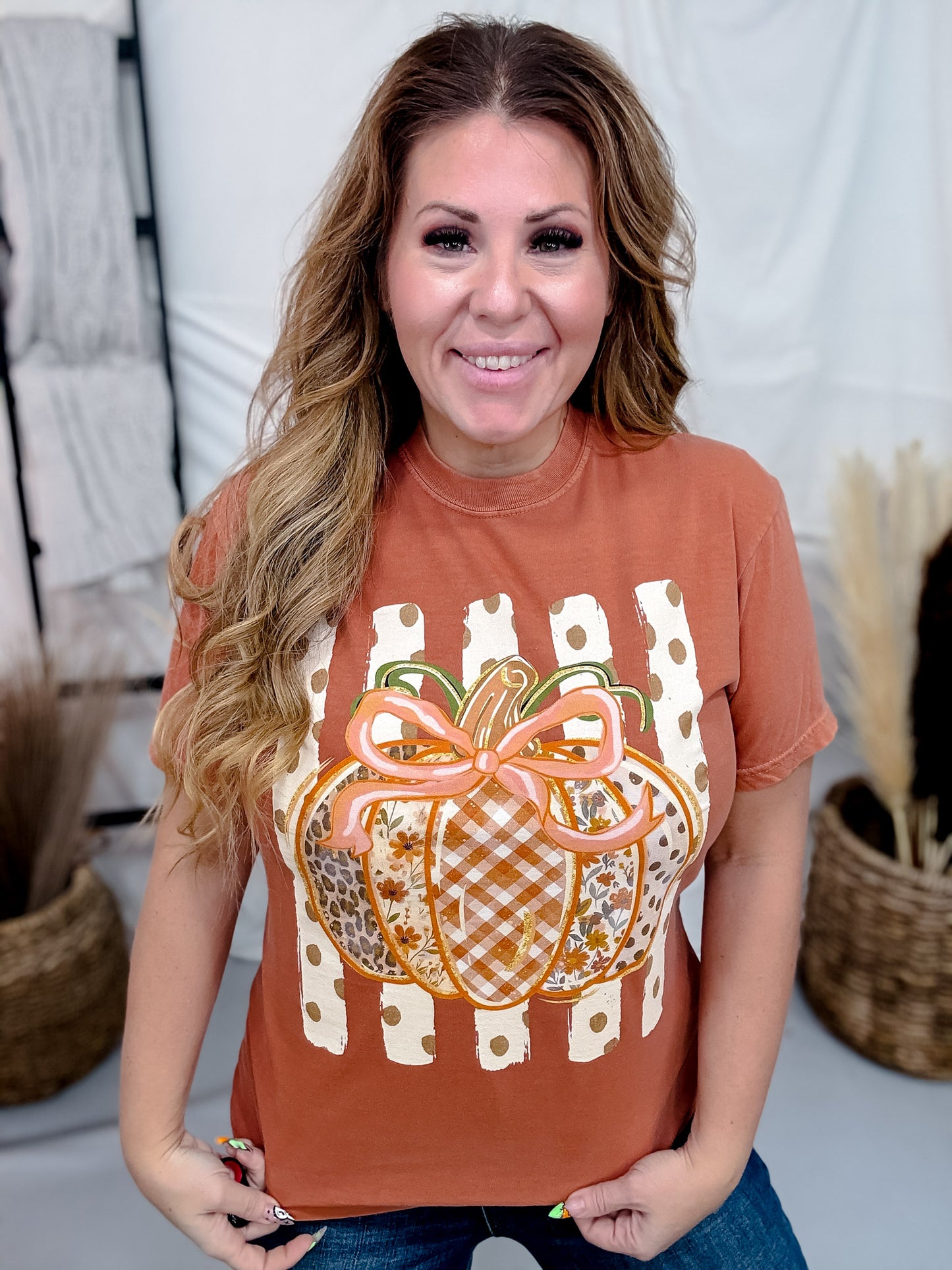 Preppy Pumpkin Short Sleeve Graphic Tee