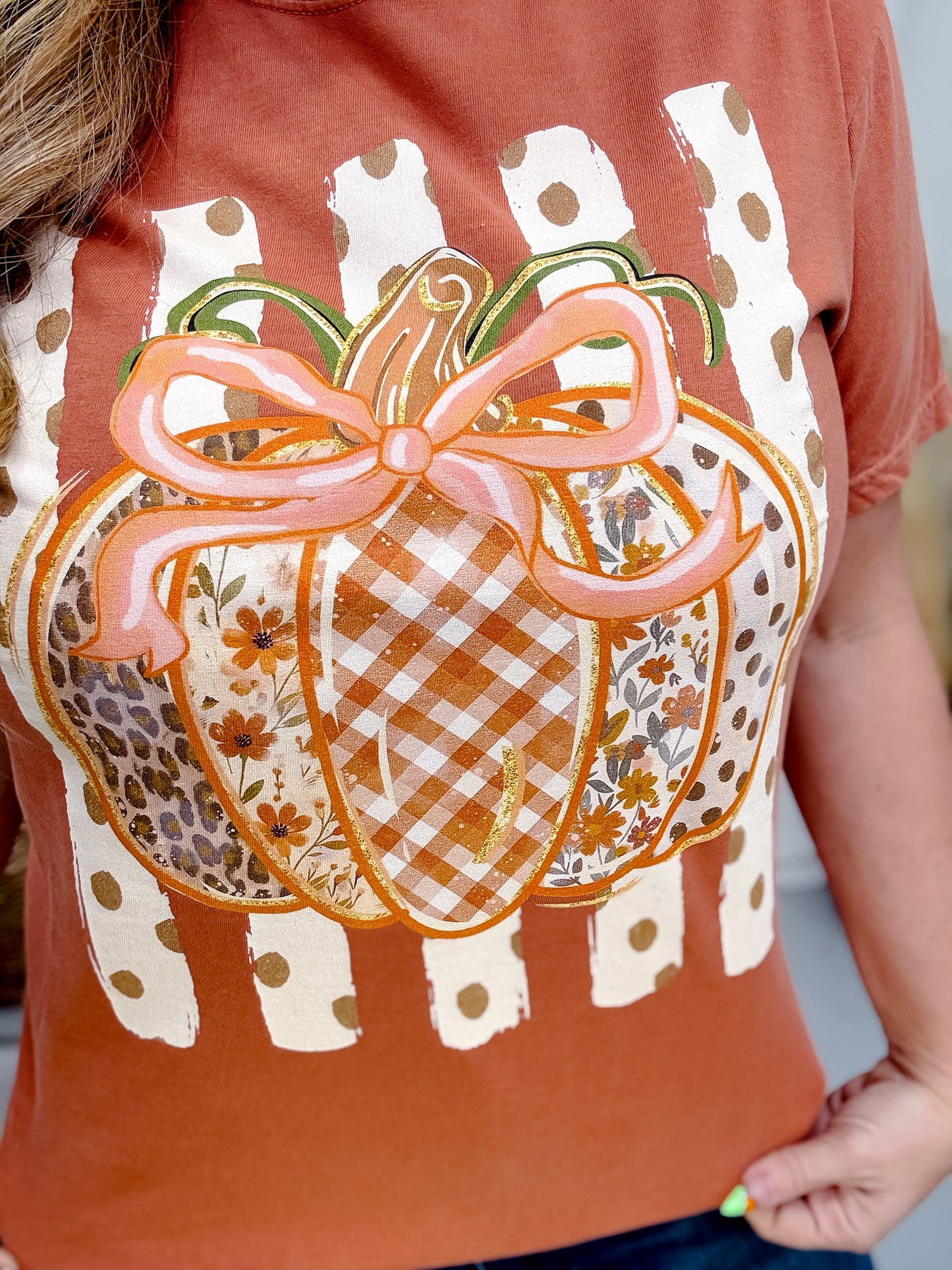 Preppy Pumpkin Short Sleeve Graphic Tee