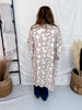 Floral Print Embroidered Open Front Kimono