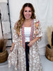 Floral Print Embroidered Open Front Kimono