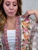 Floral Print Embroidered Open Front Kimono