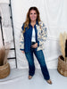 Denim & Floral Colorblock Button Down Top