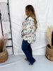 Denim & Floral Colorblock Button Down Top