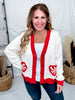 Heart Shaped Peppermint Swirl Button Front Cardigan