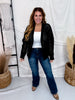 Black Open Front Crochet Cardigan