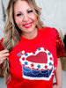 Happy Birthday America Graphic Tee with Sequin Sleeves