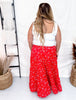 Red Floral Tiered Maxi Skirt