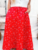 Red Floral Tiered Maxi Skirt