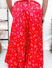 Red Floral Tiered Maxi Skirt