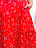 Red Floral Tiered Maxi Skirt