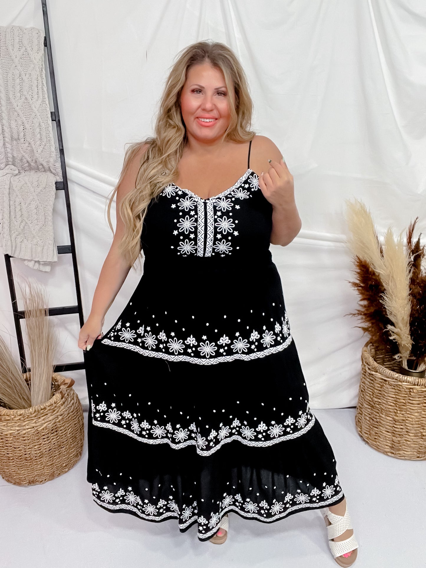 Black Embroidered Maxi Dress