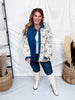 Denim & Floral Colorblock Button Down Top