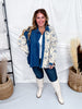 Denim & Floral Colorblock Button Down Top