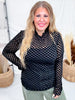 Black On Black Checkerboard Long Sleeve Mesh Top