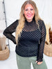 Black On Black Checkerboard Long Sleeve Mesh Top