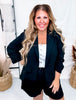 Black Blazer and Shorts Set with Floral Printed Lining