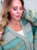 Multi Green Washed Color Block & Patchwork Cardigan
