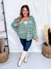 Multi Green Washed Color Block & Patchwork Cardigan