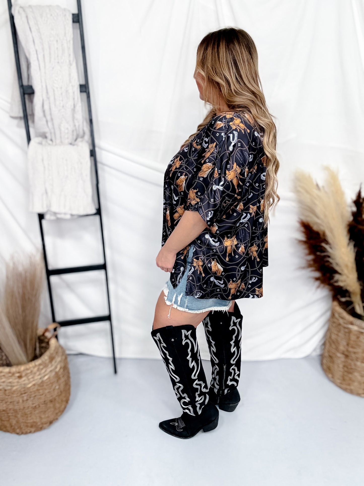 Palomino Prints Satin Oversized Top