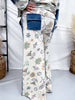 Floral Print Wide Leg Pants With Denim Patch Pockets