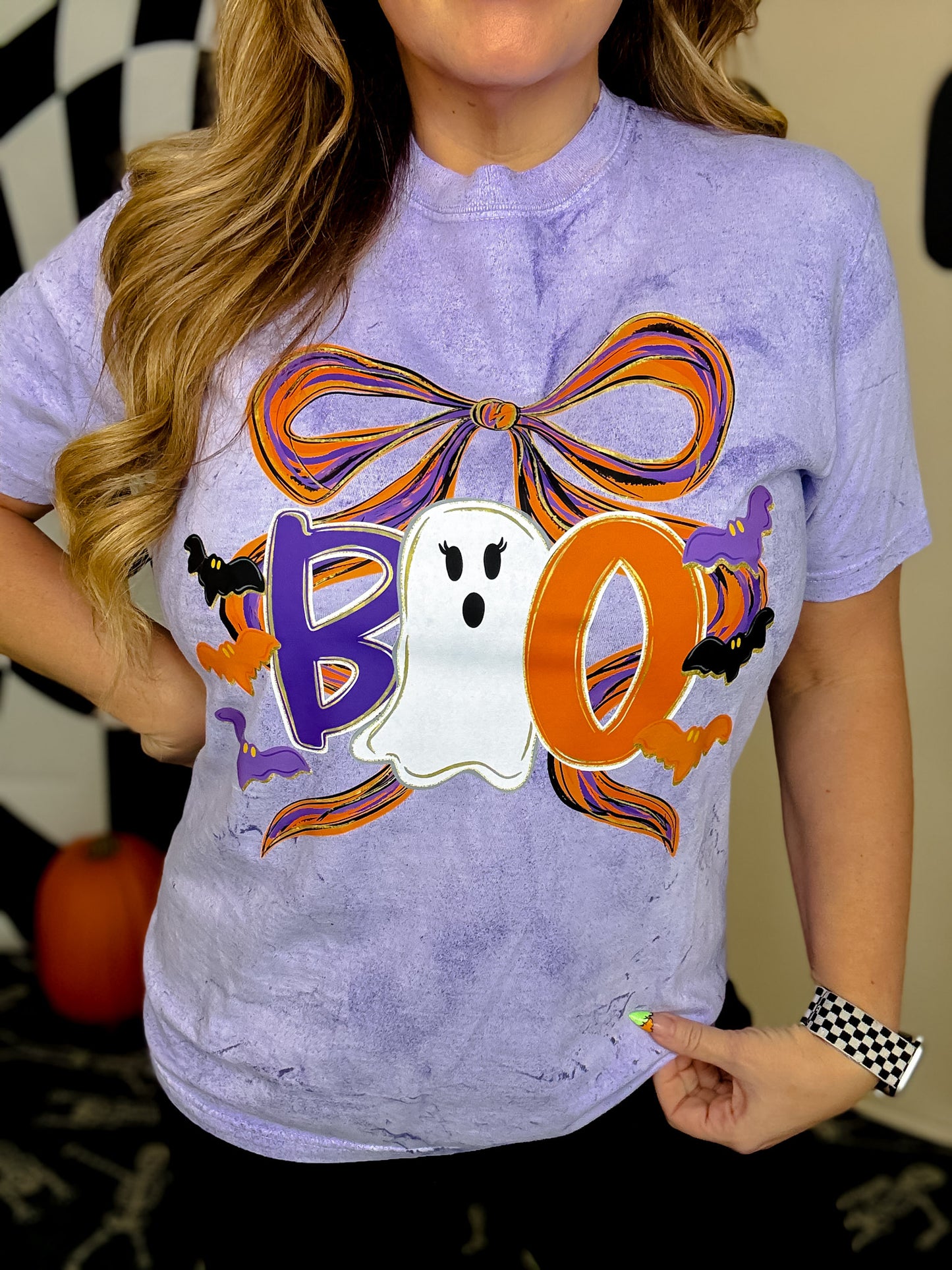 Color Blast "Boo" Short Sleeve Graphic Halloween T-Shirt