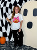Sequin Pumpkin Pink Bow Graphic T-Shirt