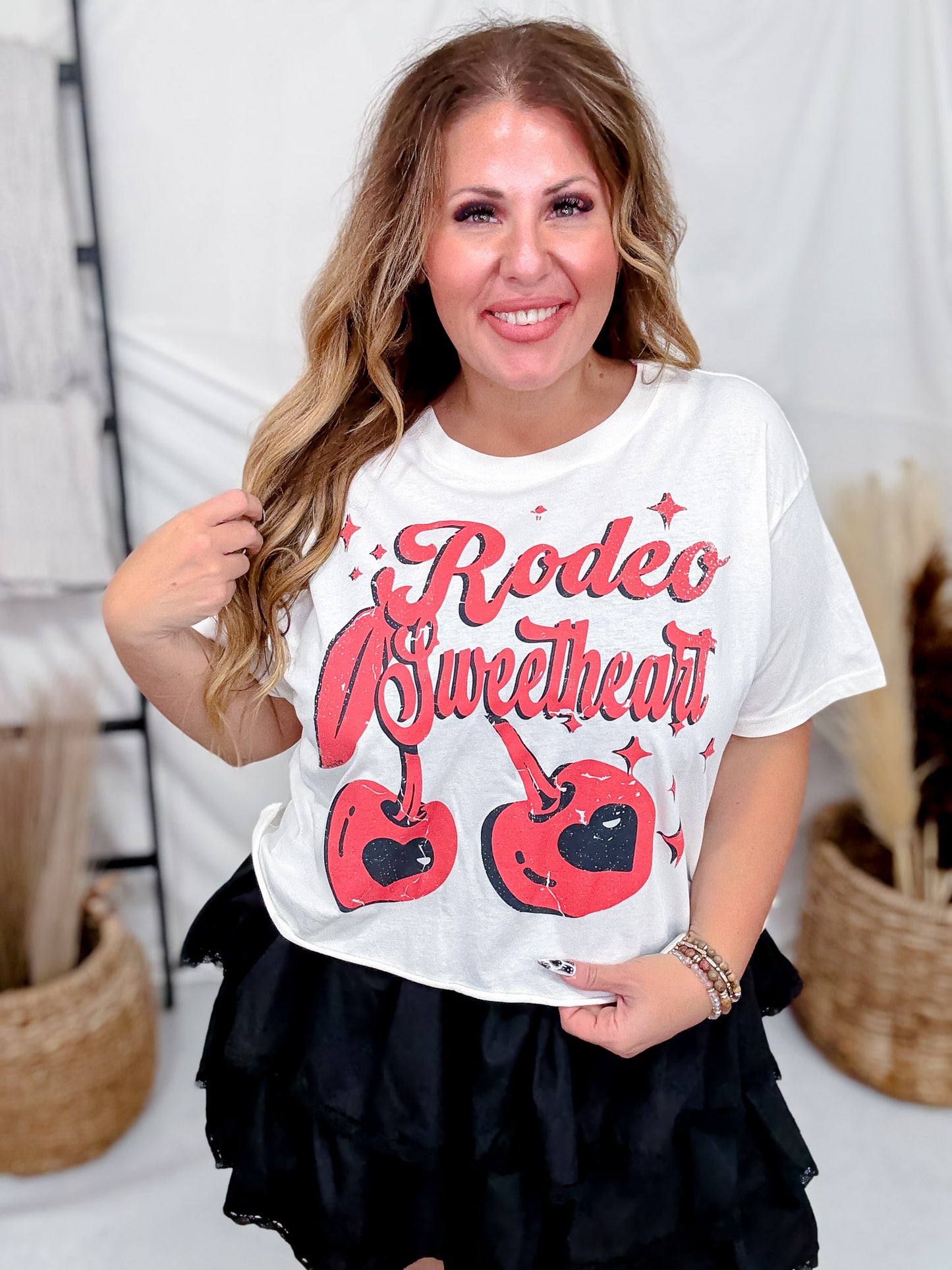 Rodeo Sweetheart Cherries Cropped Short Sleeve T-Shirt