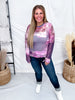 Abstract Orchid Long Sleeve Mesh Top