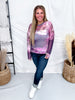 Abstract Orchid Long Sleeve Mesh Top