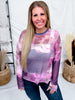 Abstract Orchid Long Sleeve Mesh Top