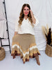 Brown Mineral Washed Tiered Hem Skirt