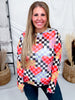 Checkered Hearts Long Sleeve Mesh Top