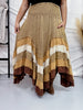 Brown Mineral Washed Tiered Hem Skirt