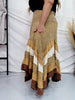 Brown Mineral Washed Tiered Hem Skirt