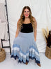 Blue Mineral Washed Tiered Hem Skirt