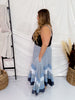 Blue Mineral Washed Tiered Hem Skirt