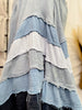 Blue Mineral Washed Tiered Hem Skirt