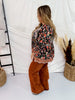 Paisley & Floral Print Split Neck Top