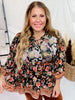 Paisley & Floral Print Split Neck Top
