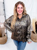 Long Sleeve Button Down Silky Leopard Blouse