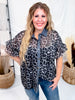 Short Ruffle Sleeve Leopard Chiffon Top